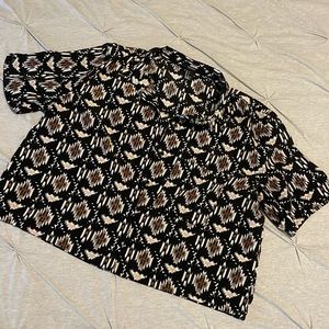 Aztec print short sleeve button down